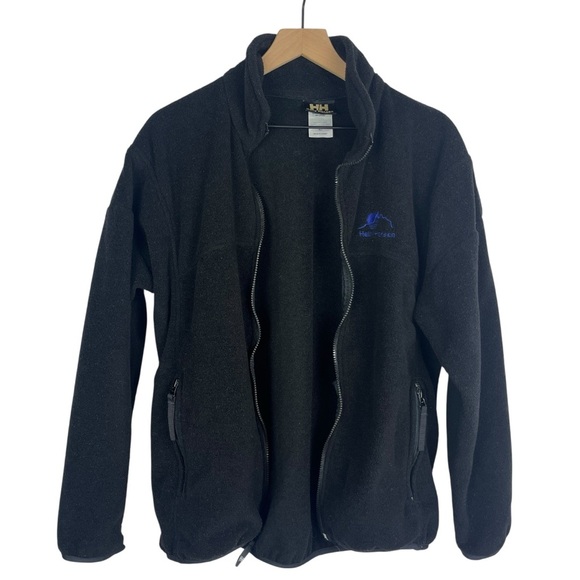 Vintage HELLY HANSEN Jacket Women's Large Black Full Zip Thick Fleece Outdoor - Picture 1 of 13